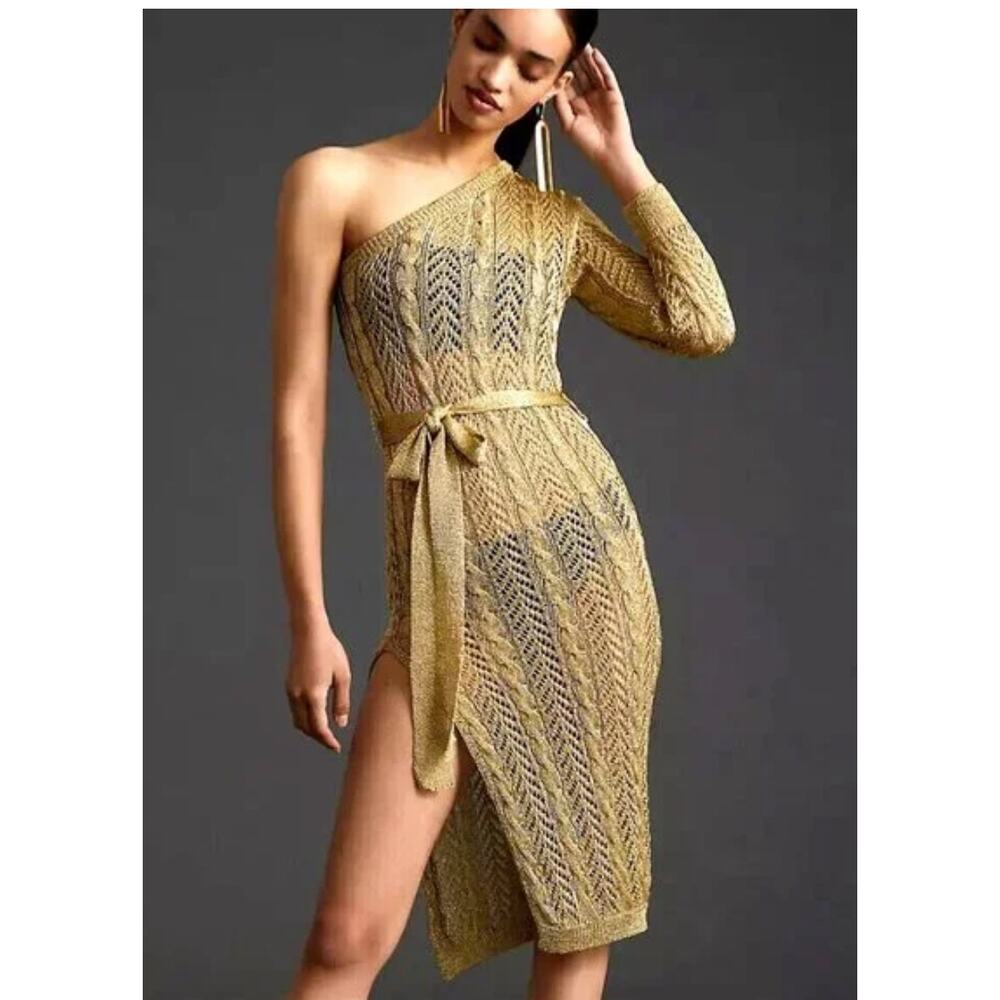 Maeve Gold Crochet Dress/Cover-Up One Size Fits Most - Gorgeous Anthropologie